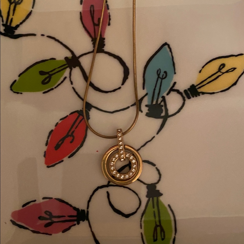 Gold Pendant Necklace with Crystals